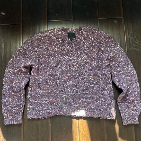 Intermix Purple Marled V-Neck Sweater, size L - Picture 1 of 5